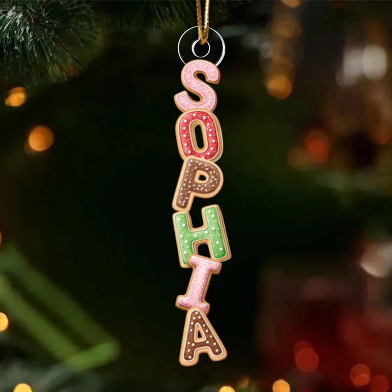 Cookies Christmas Alphabet Custom Family Name - Personalized Acrylic Ornament - Unique Christmas Gift For Family, Loved One - Image 10