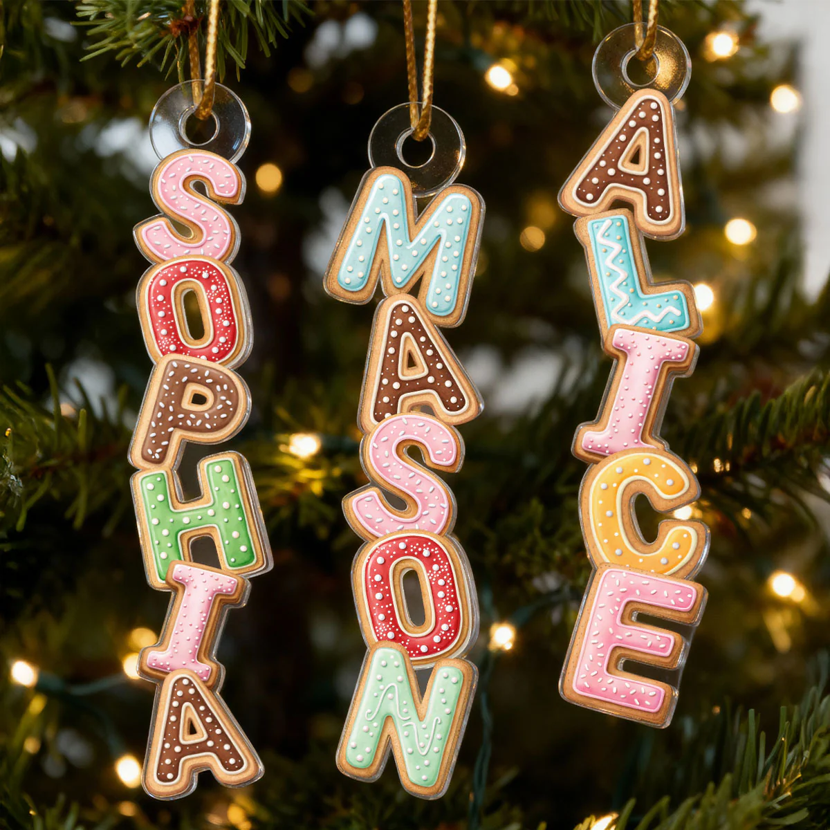 Cookies Christmas Alphabet Custom Family Name - Personalized Acrylic Ornament - Unique Christmas Gift For Family, Loved One - Image 3