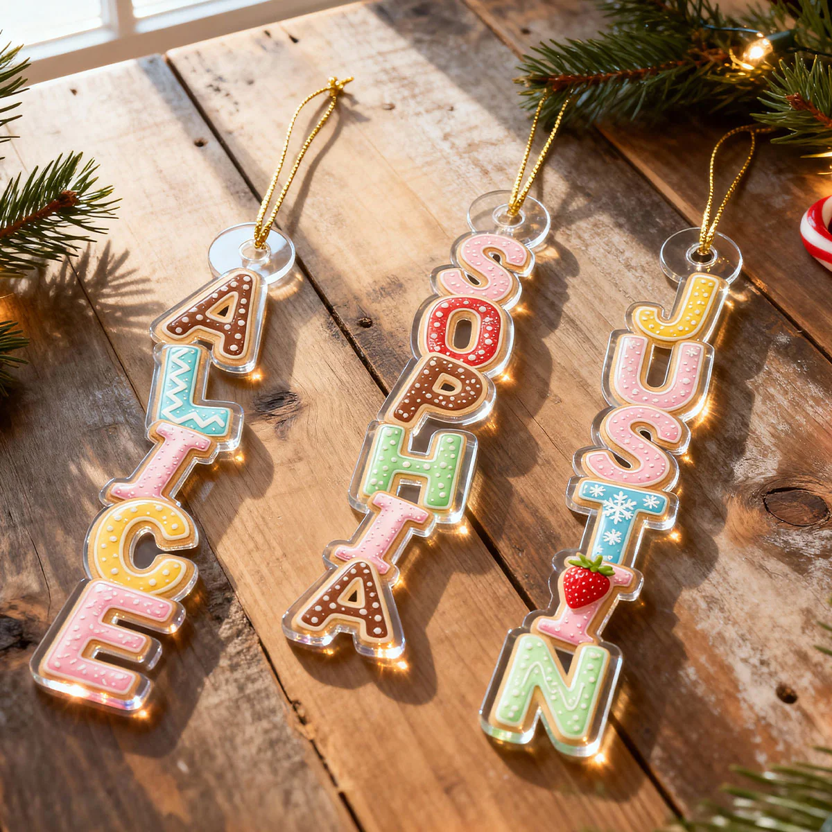 Cookies Christmas Alphabet Custom Family Name - Personalized Acrylic Ornament - Unique Christmas Gift For Family, Loved One - Image 4