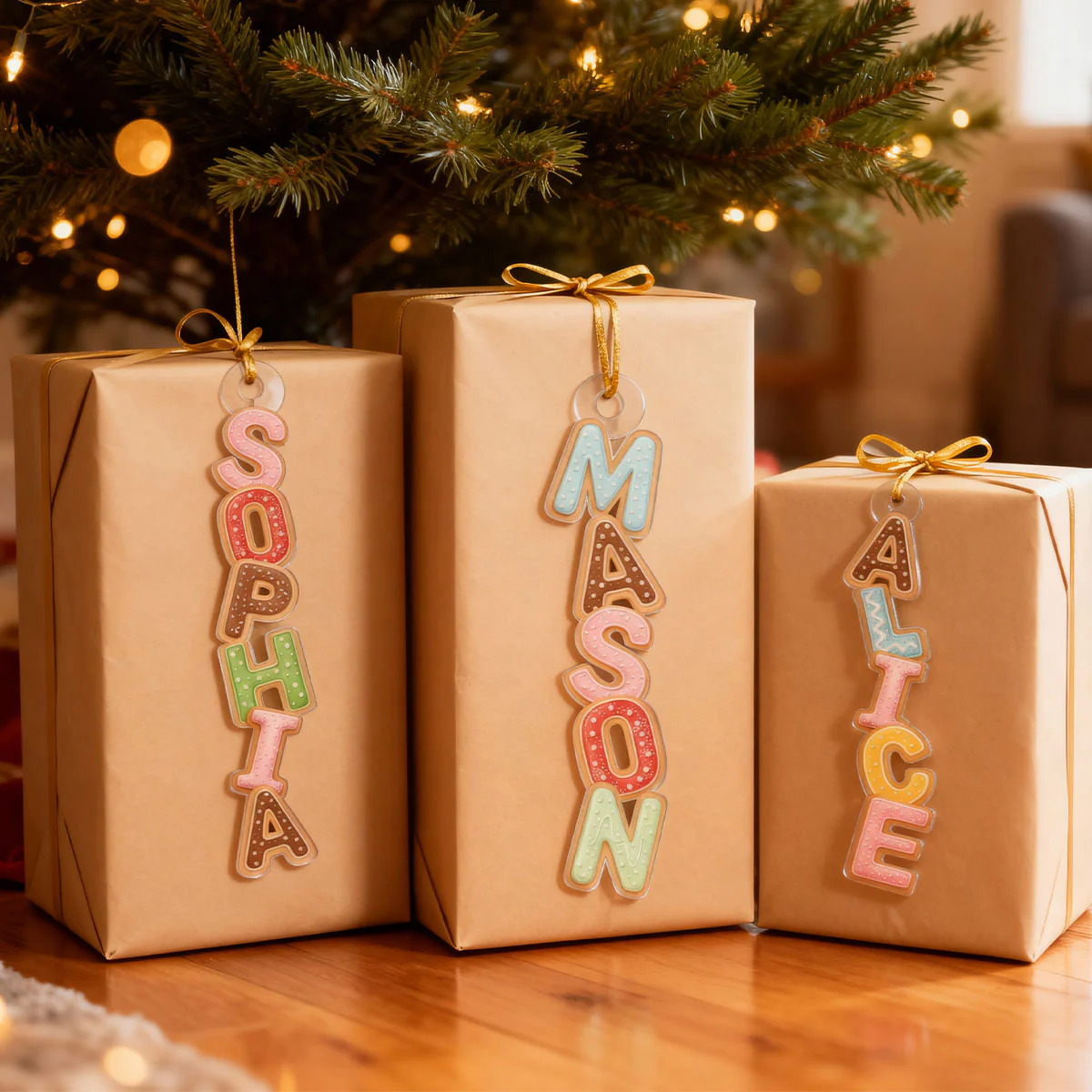 Cookies Christmas Alphabet Custom Family Name - Personalized Acrylic Ornament - Unique Christmas Gift For Family, Loved One - Image 5