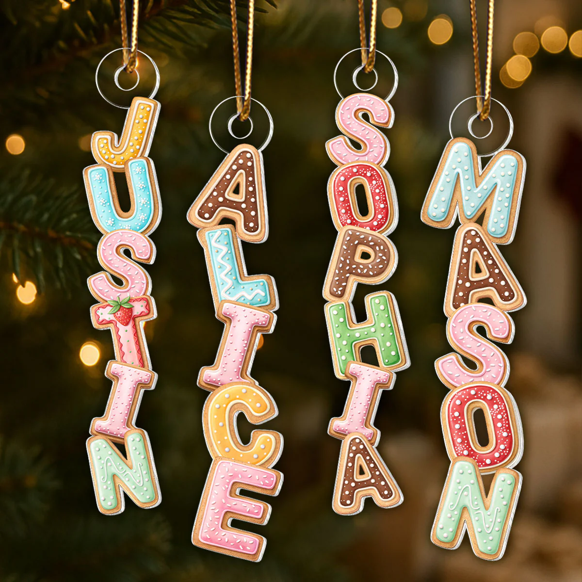 Cookies Christmas Alphabet Custom Family Name - Personalized Acrylic Ornament - Unique Christmas Gift For Family, Loved One - Image 6