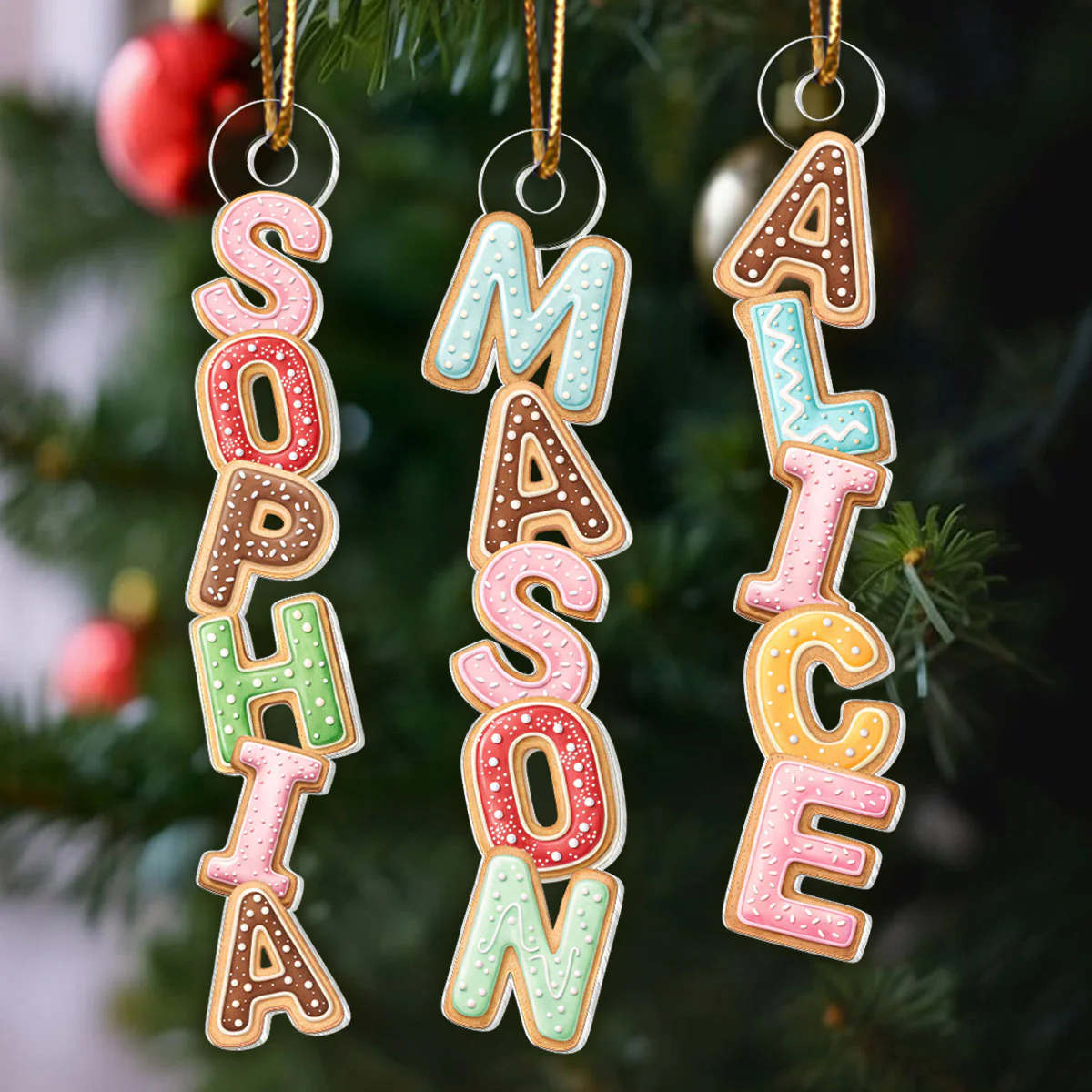 Cookies Christmas Alphabet Custom Family Name - Personalized Acrylic Ornament - Unique Christmas Gift For Family, Loved One - Image 7