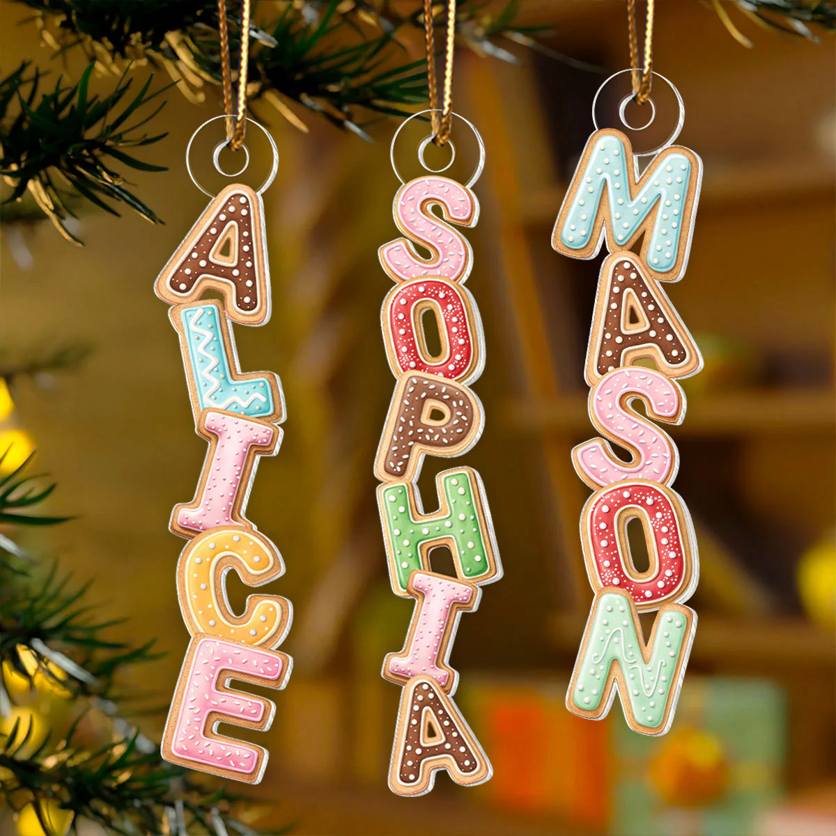 Cookies Christmas Alphabet Custom Family Name - Personalized Acrylic Ornament - Unique Christmas Gift For Family, Loved One - Image 8