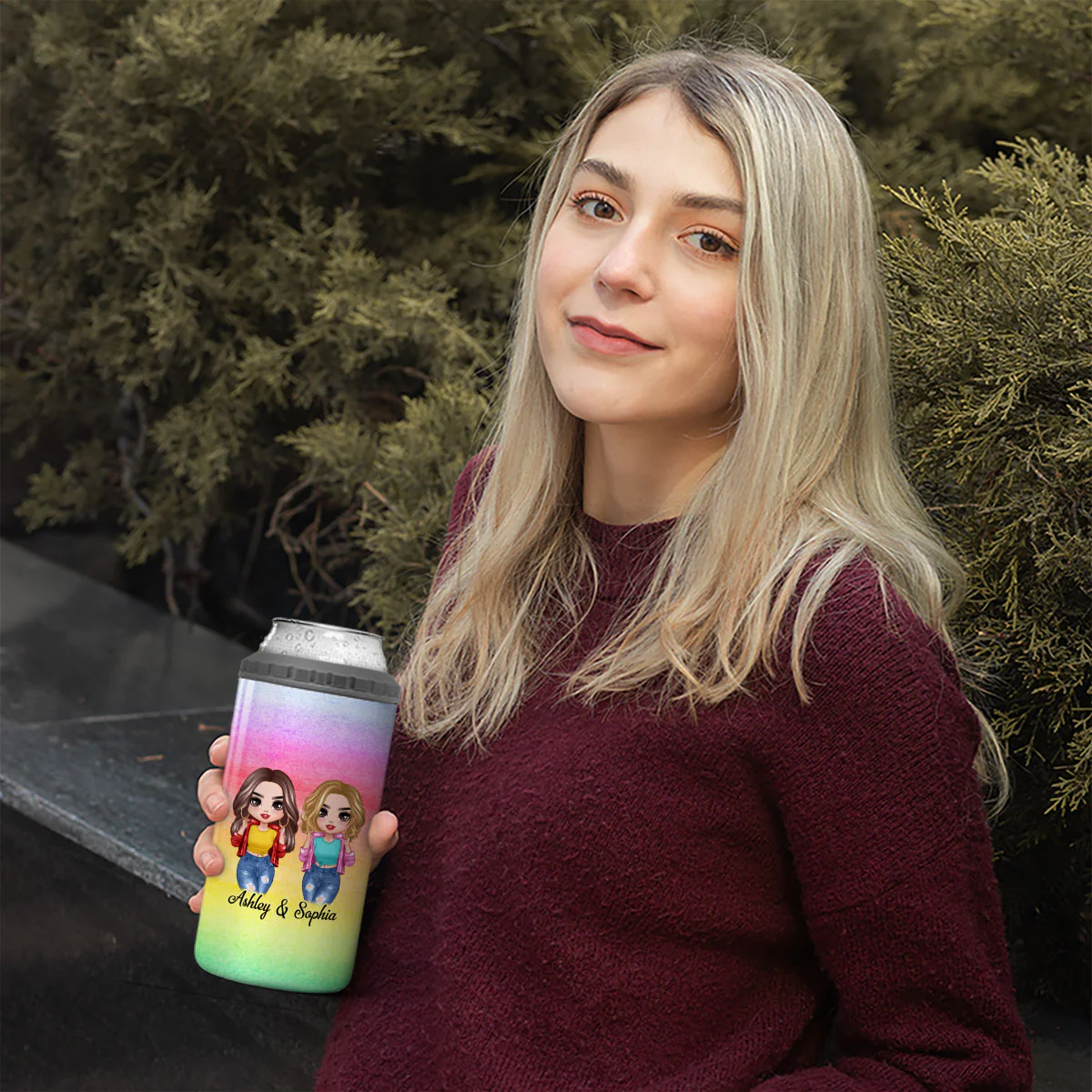 Cool Besties Colorful Personalized 4 In 1 Can Cooler - Image 3