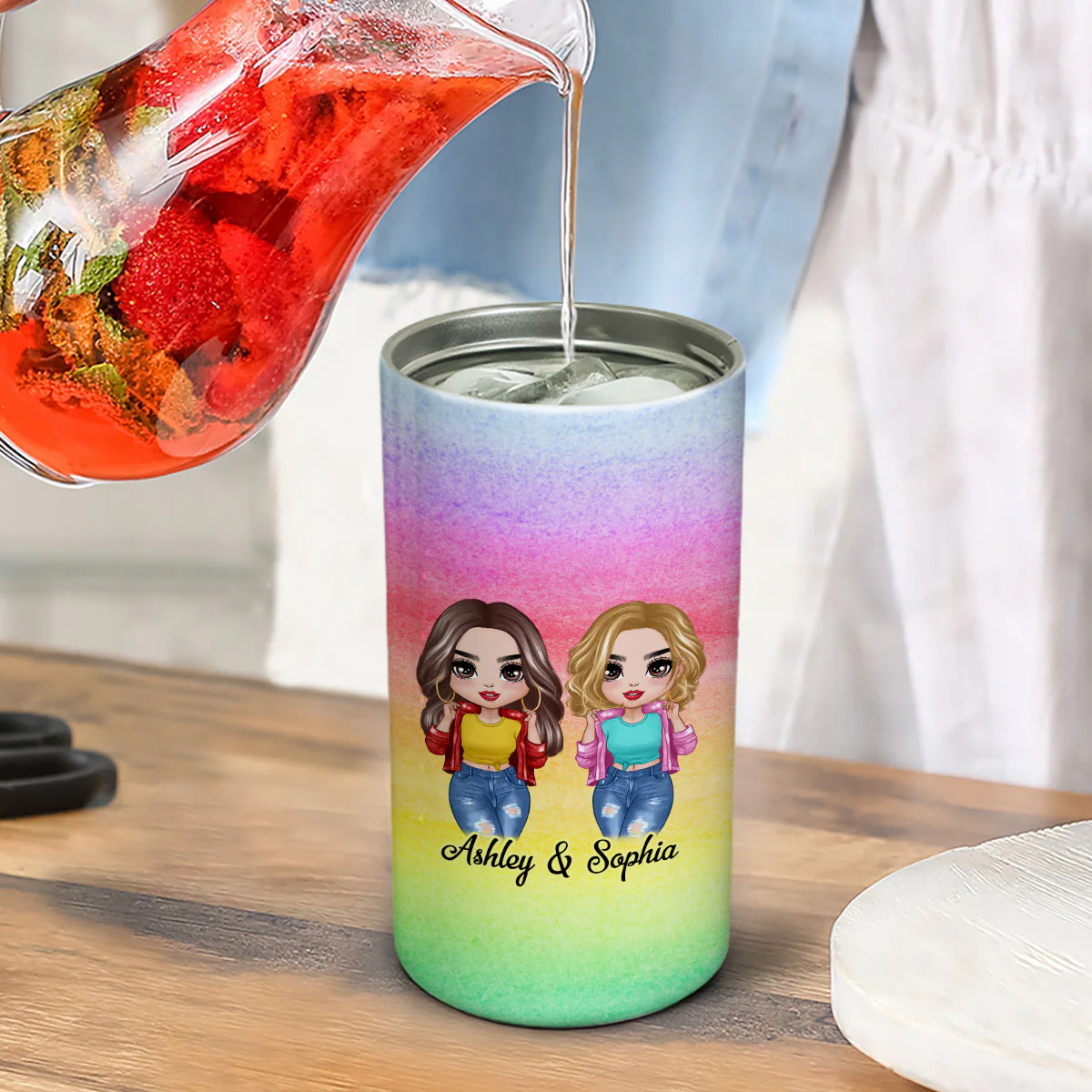 Cool Besties Colorful Personalized 4 In 1 Can Cooler - Image 4