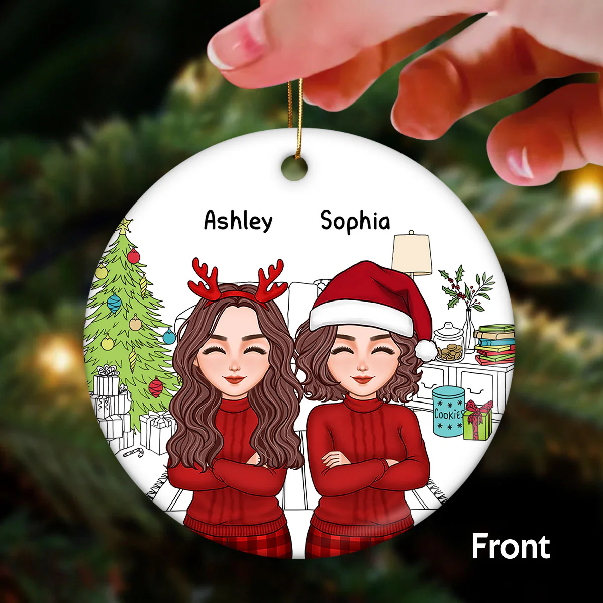 Cool Besties Friendship Like Pissing Your Pants Funny Christmas Gift For Friends Personalized Double Sided Circle Ornament - Image 2
