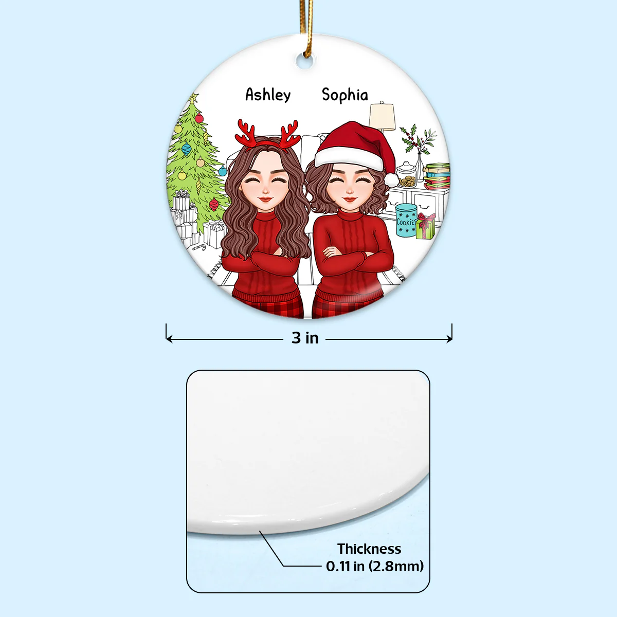 Cool Besties Friendship Like Pissing Your Pants Funny Christmas Gift For Friends Personalized Double Sided Circle Ornament - Image 4