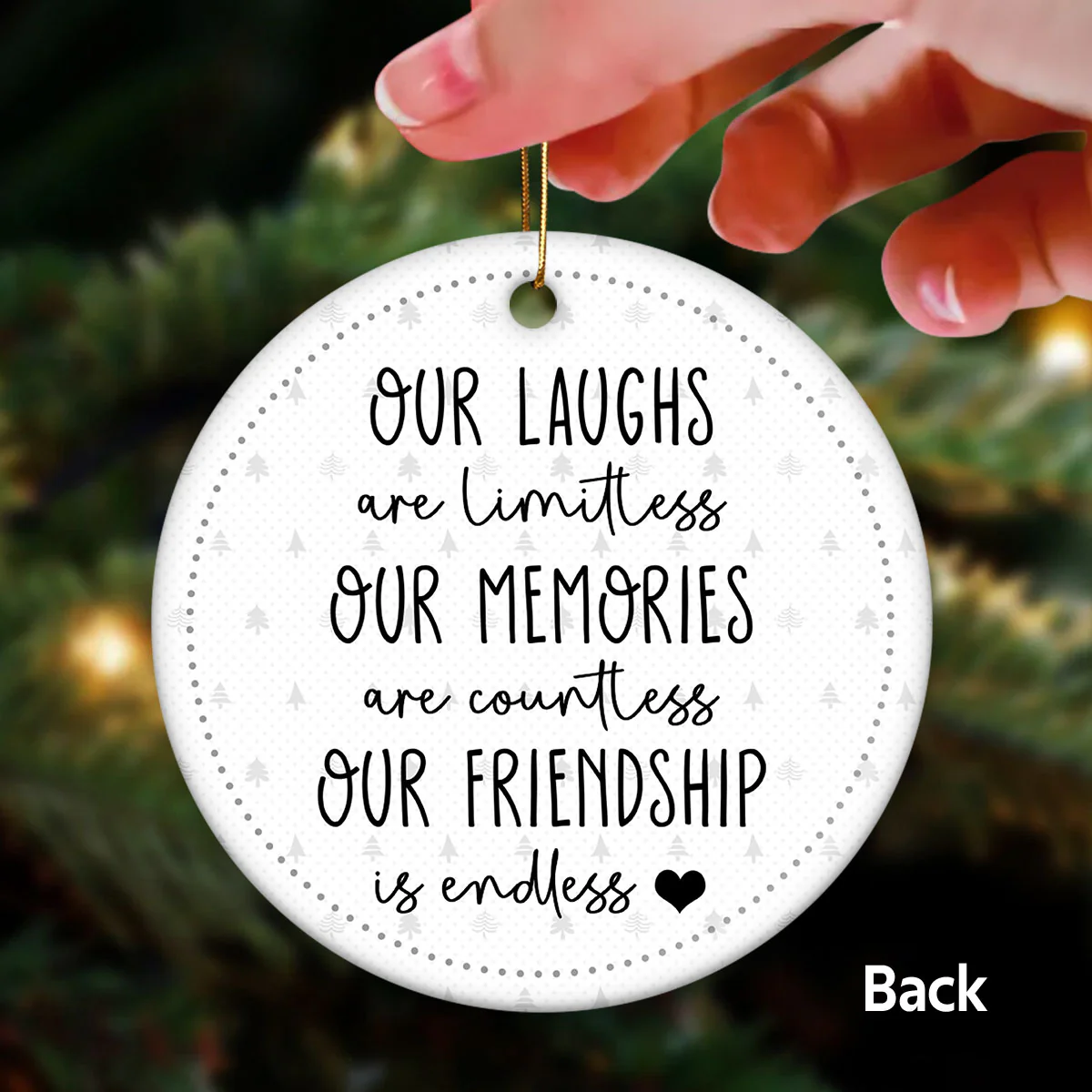 Cool Besties Our Laughs Are Limitless Personalized Double Sided Circle Ornament - Image 3