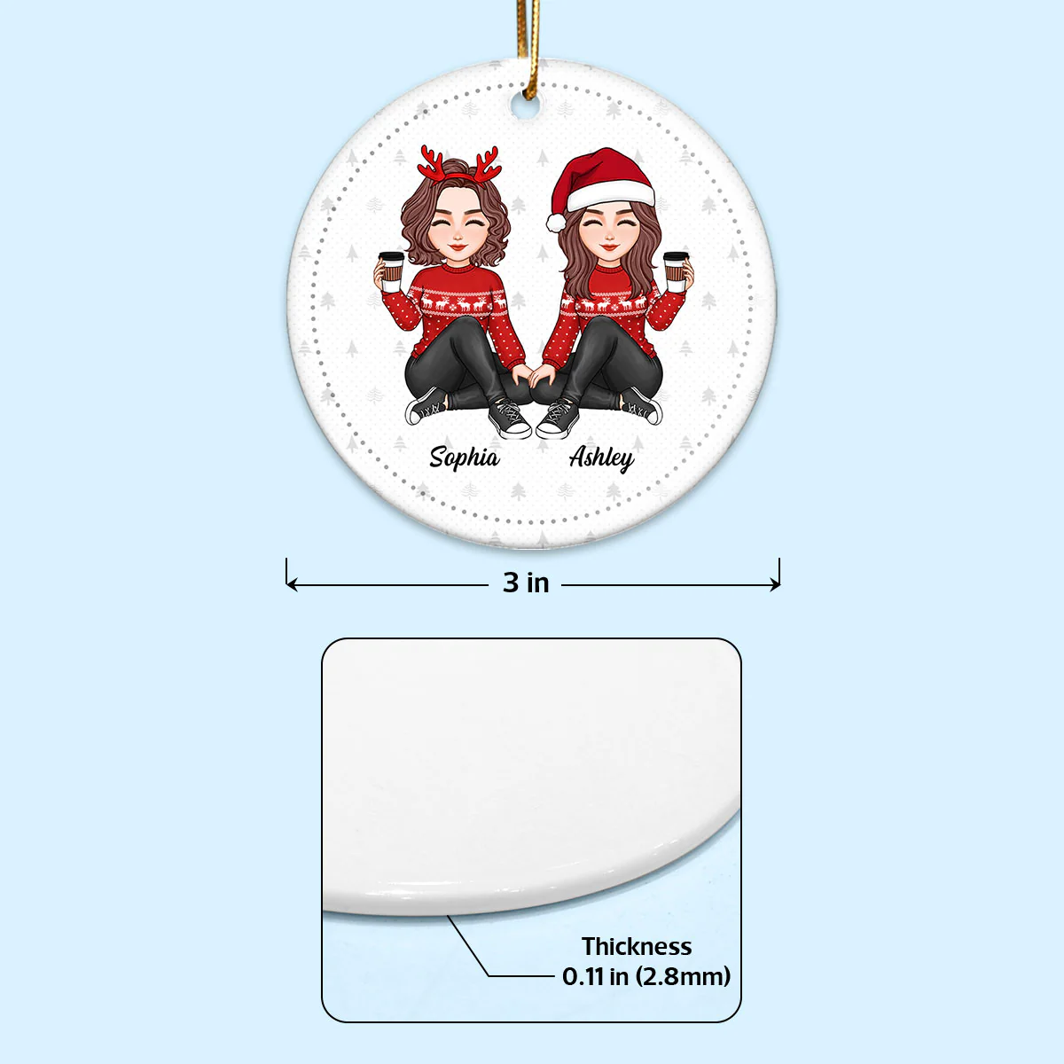 Cool Besties Our Laughs Are Limitless Personalized Double Sided Circle Ornament - Image 4