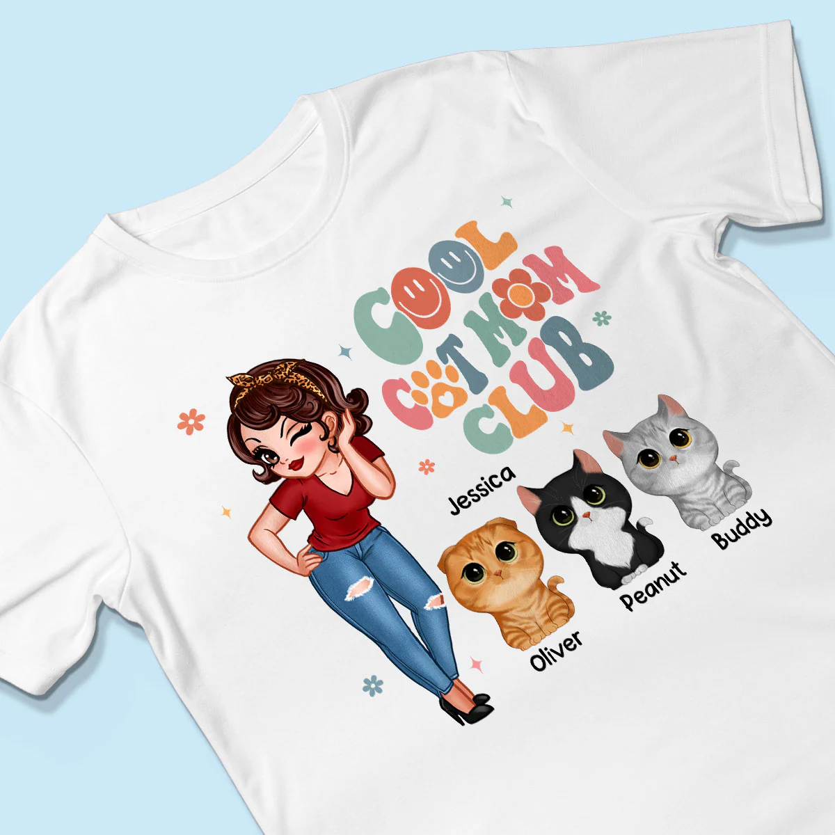 Cool Cat Mom Club Personalized Shirt - Image 3