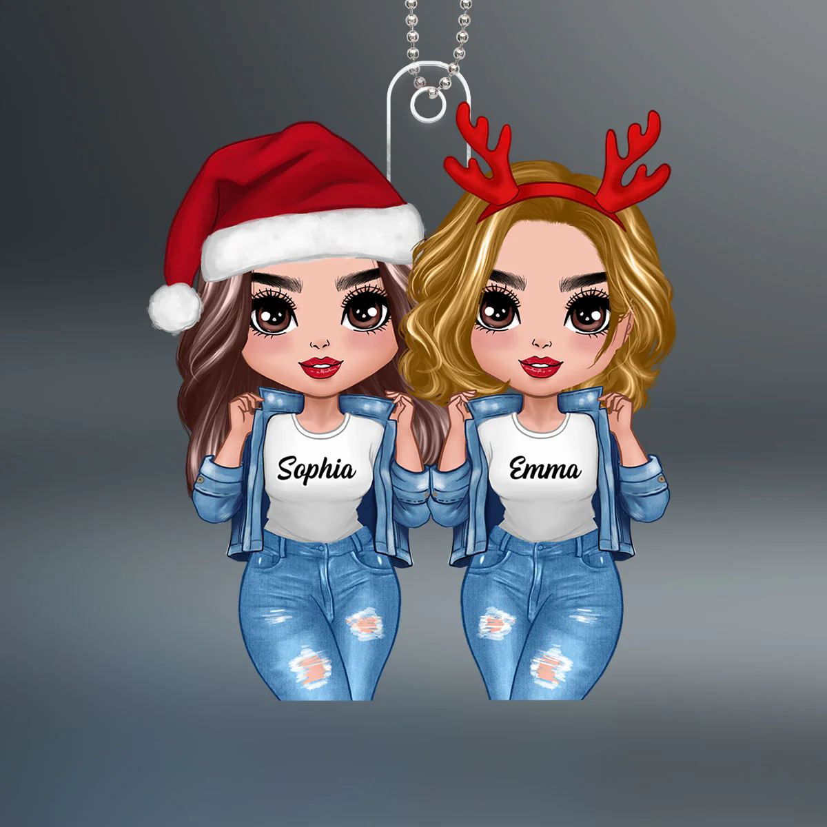 Cool Doll Besties Christmas Gift For Best Friends Sisters Personalized Acrylic Ornament - Image 2