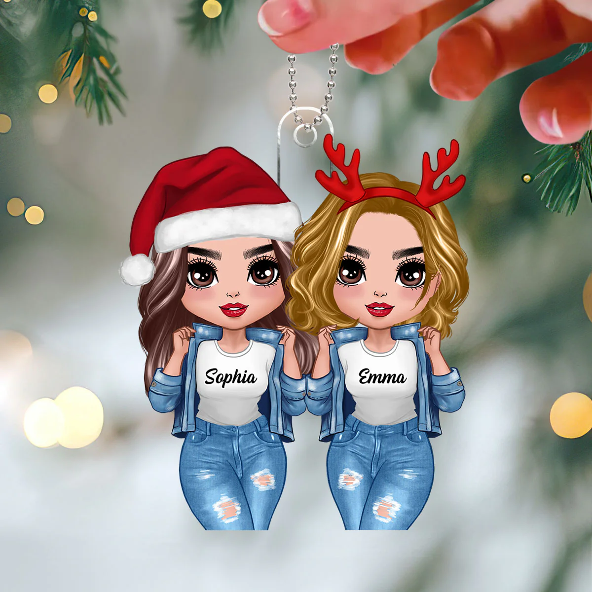 Cool Doll Besties Christmas Gift For Best Friends Sisters Personalized Acrylic Ornament - Image 3