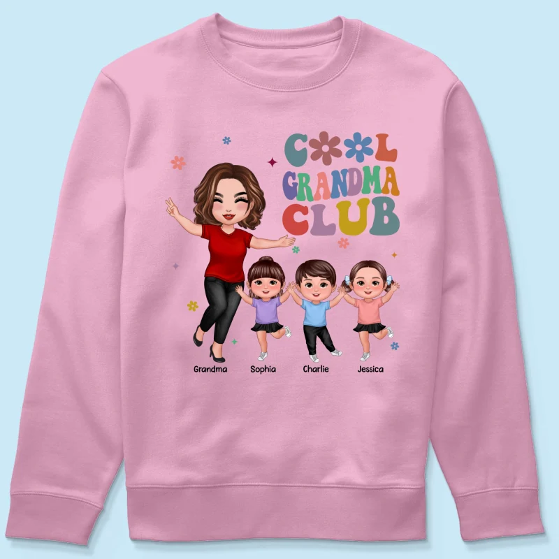 Cool Grandma Club Happy Doll Grandma Kids Personalized Shirt - Image 13