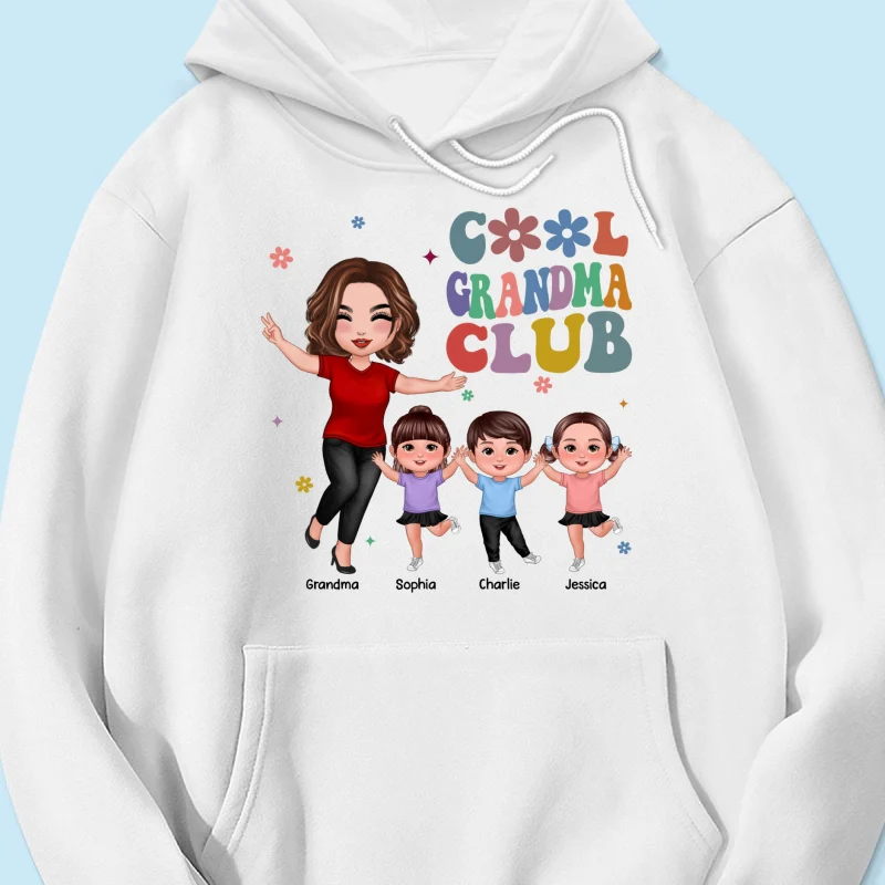 Cool Grandma Club Happy Doll Grandma Kids Personalized Shirt - Image 18