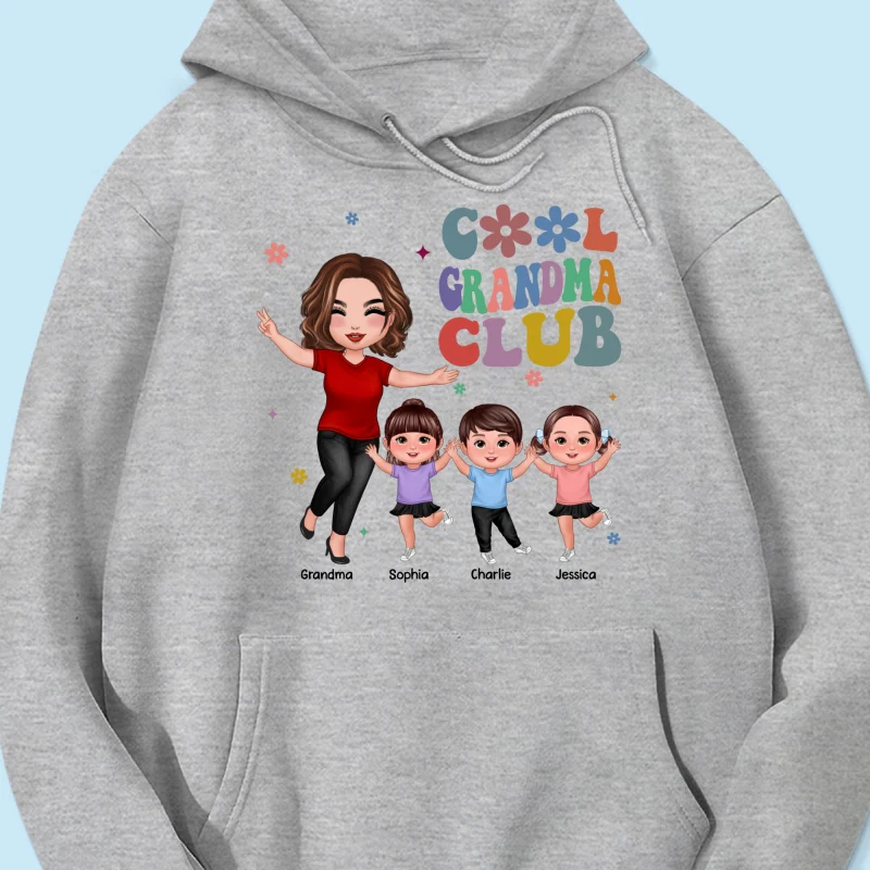 Cool Grandma Club Happy Doll Grandma Kids Personalized Shirt - Image 19