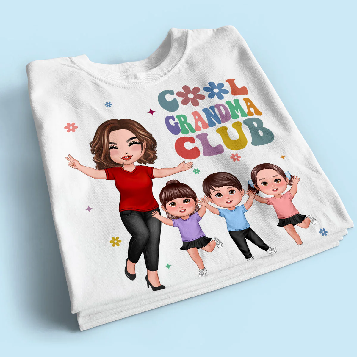 Cool Grandma Club Happy Doll Grandma Kids Personalized Shirt - Image 2