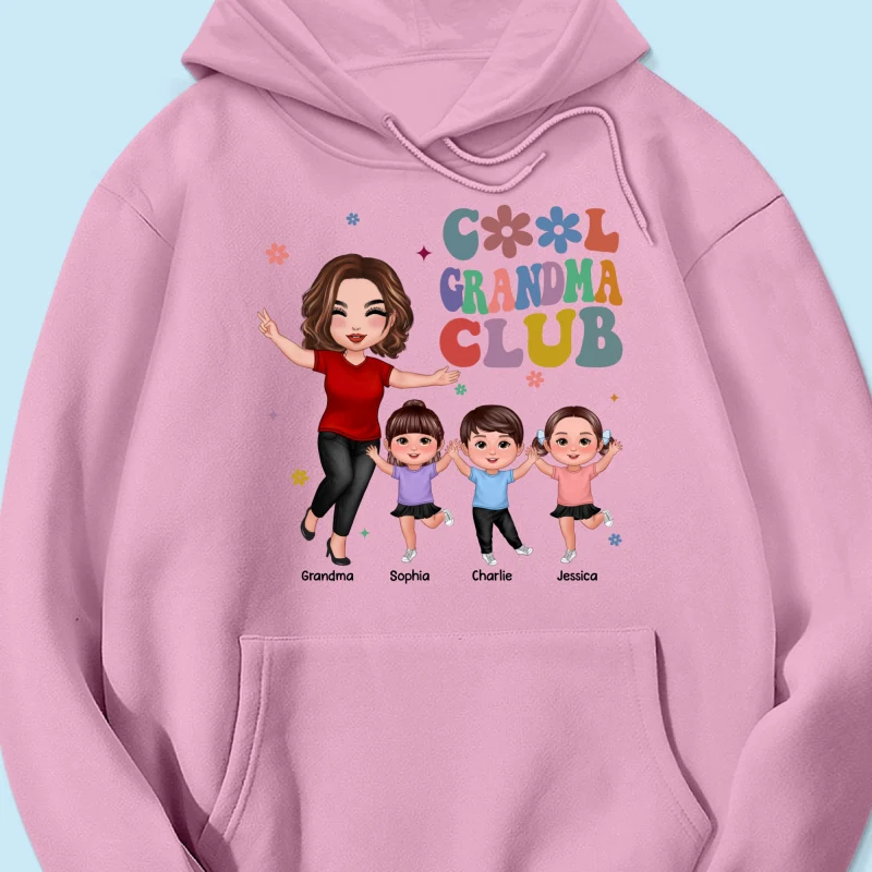 Cool Grandma Club Happy Doll Grandma Kids Personalized Shirt - Image 20