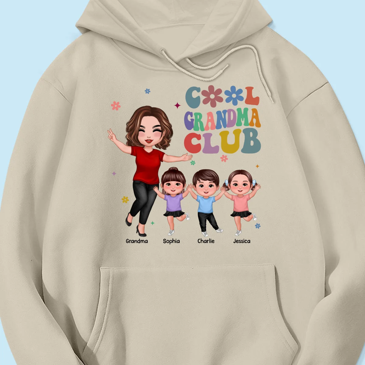Cool Grandma Club Happy Doll Grandma Kids Personalized Shirt - Image 21