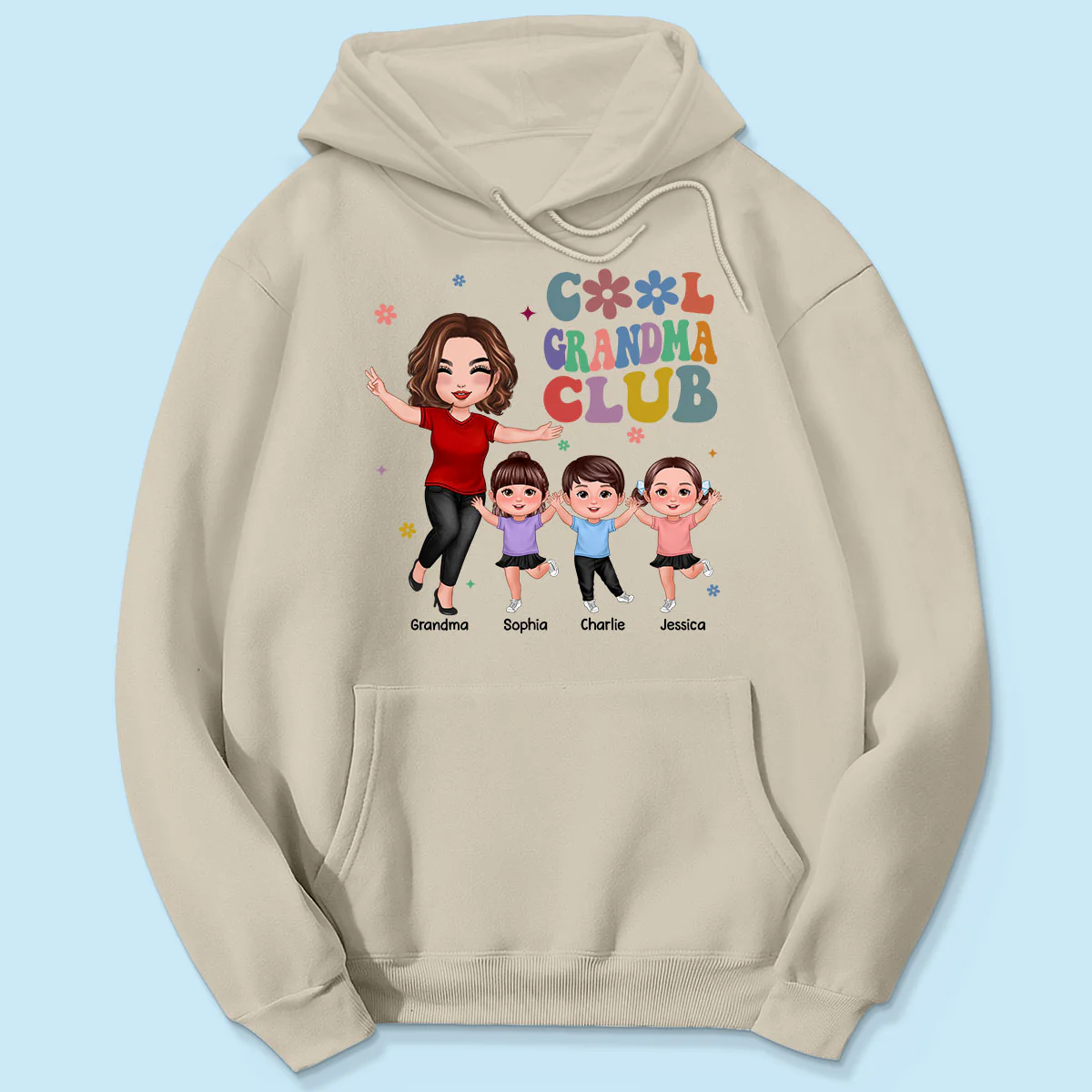 Cool Grandma Club Happy Doll Grandma Kids Personalized Shirt - Image 5