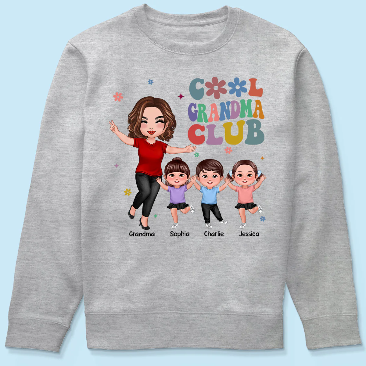Cool Grandma Club Happy Doll Grandma Kids Personalized Shirt - Image 6
