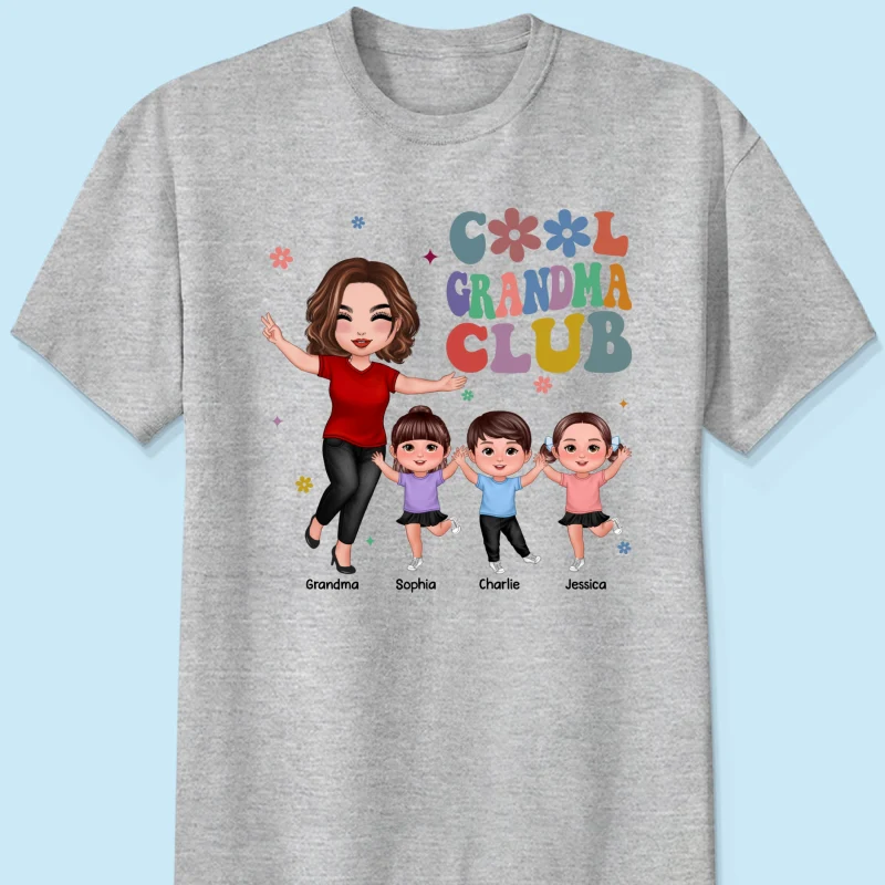 Cool Grandma Club Happy Doll Grandma Kids Personalized Shirt - Image 8