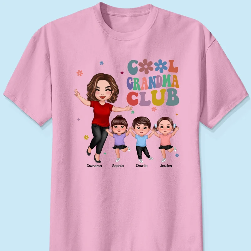 Cool Grandma Club Happy Doll Grandma Kids Personalized Shirt - Image 9