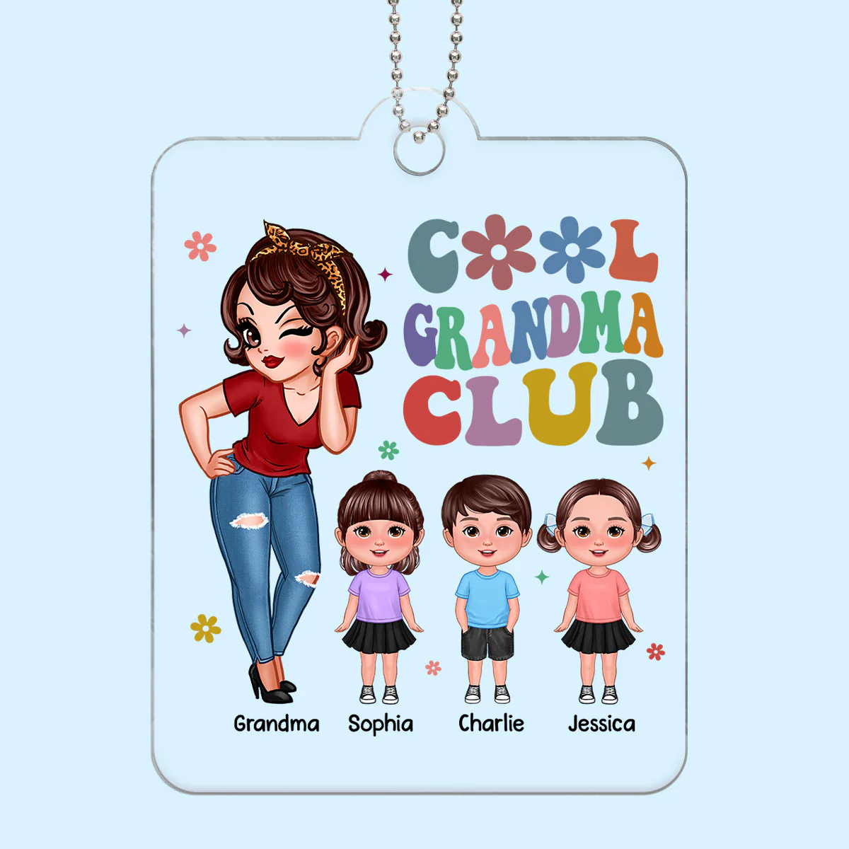 Cool Grandma Club Personalized Acrylic Car Hanger, Gift For Grandma - Image 2