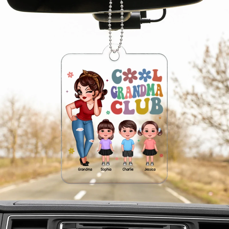 Cool Grandma Club Personalized Acrylic Car Hanger, Gift For Grandma - Image 5