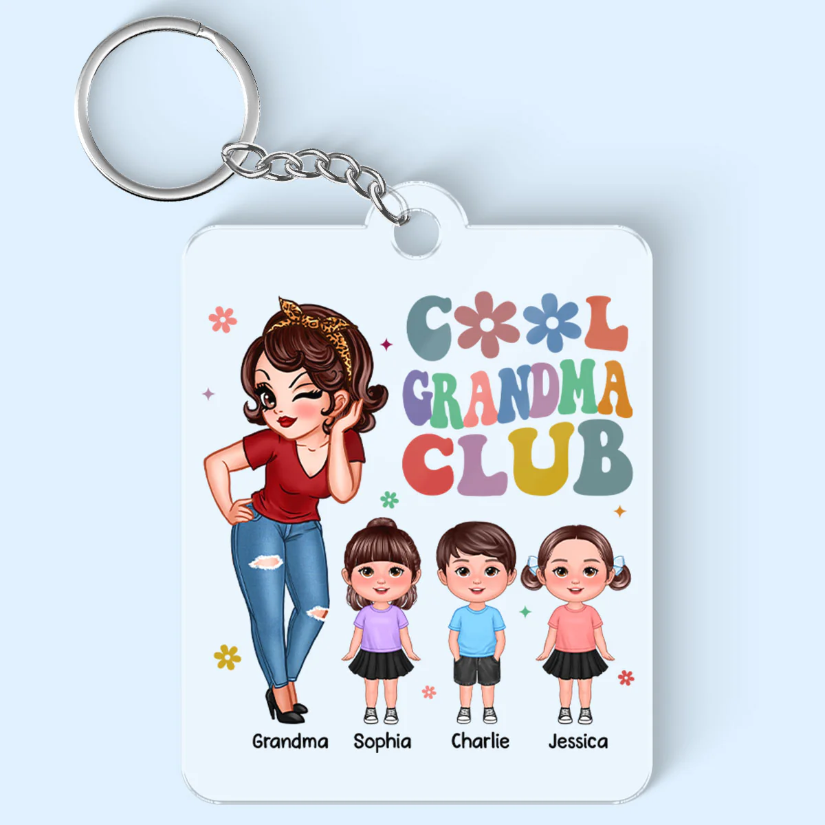 Cool Grandma Club Personalized Acrylic Keychain, Gift For Grandma - Image 2