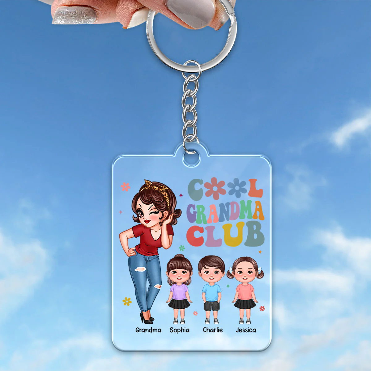 Cool Grandma Club Personalized Acrylic Keychain, Gift For Grandma - Image 4