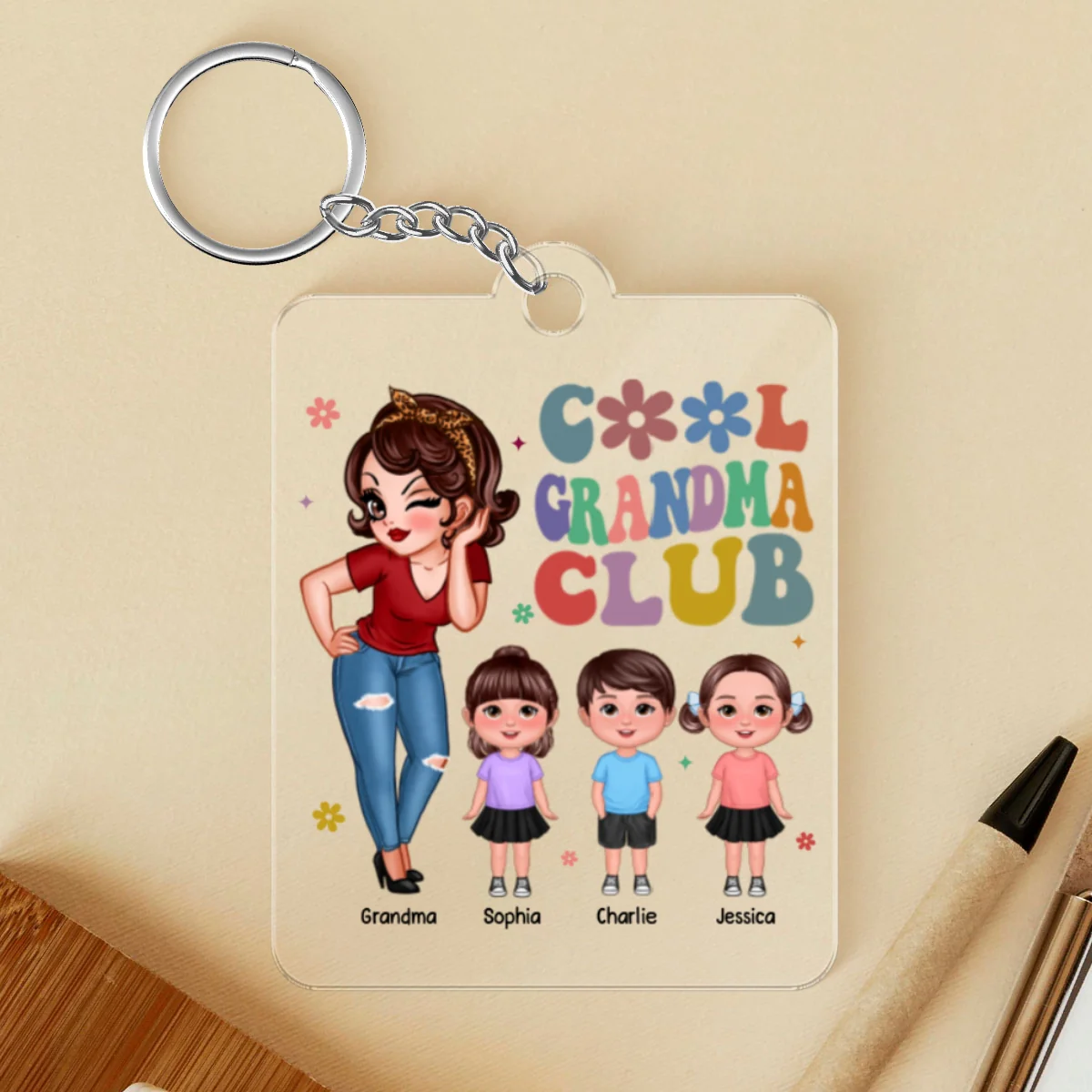 Cool Grandma Club Personalized Acrylic Keychain, Gift For Grandma - Image 5