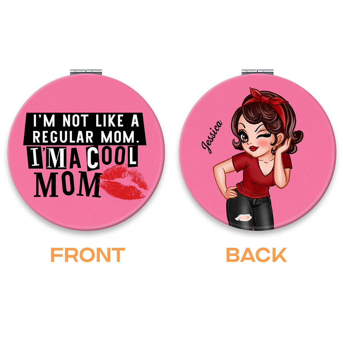 Cool Mom Not Regular Mom Personalized Circle Compact Mirror