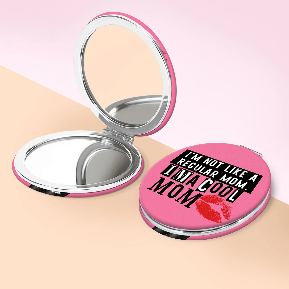 Cool Mom Not Regular Mom Personalized Circle Compact Mirror - Image 3