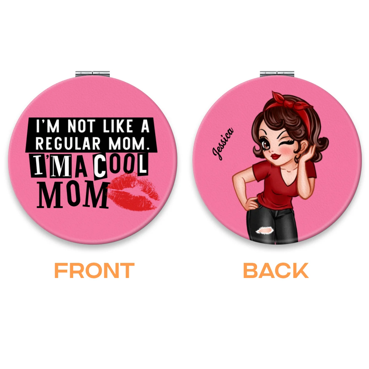 Cool Mom Not Regular Mom Personalized Circle Compact Mirror - Image 7