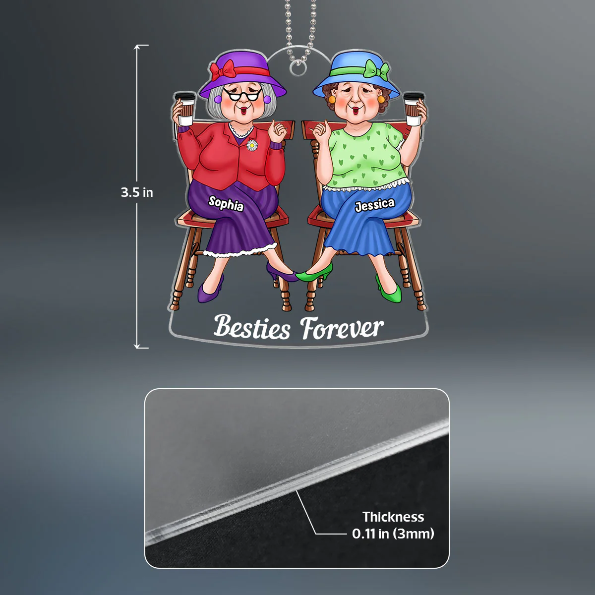 Cool Old Friends Sitting Christmas Gift For Best Friends Besties Personalized Acrylic Ornament - Image 4
