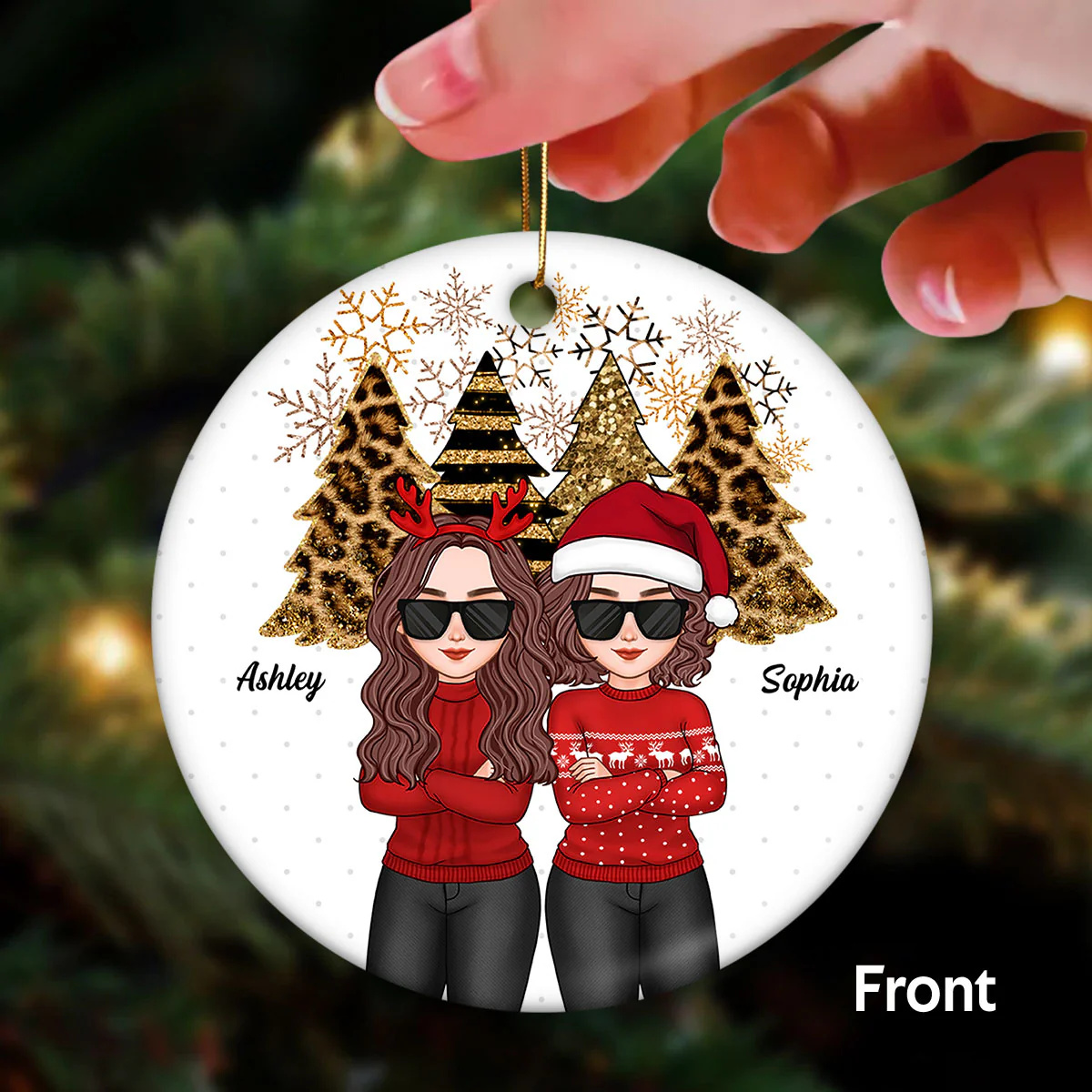 Cool Women We‘re More Than Besties Small Gang Christmas Gift Personalized Double Sided Circle Ornament - Image 2