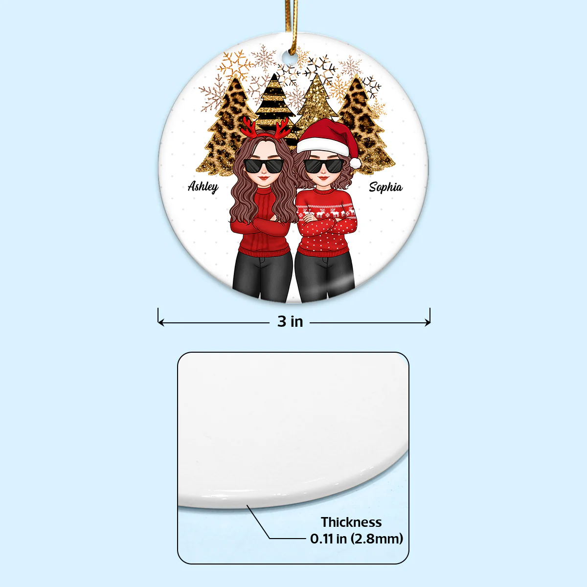 Cool Women We‘re More Than Besties Small Gang Christmas Gift Personalized Double Sided Circle Ornament - Image 4
