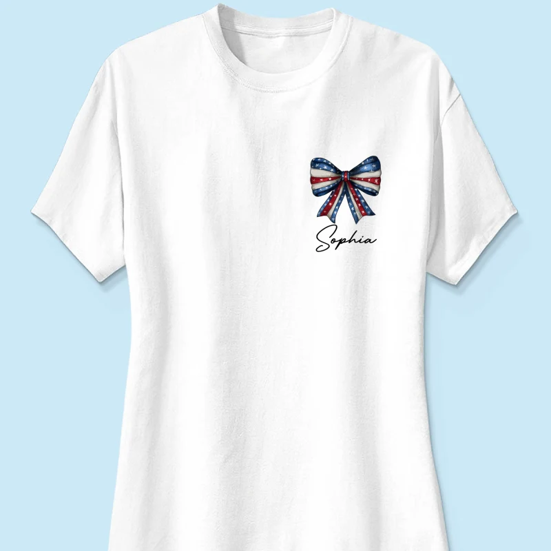 Coquette American Girl 4th Of July Independence Day Bow Personalized Shirt - Image 12