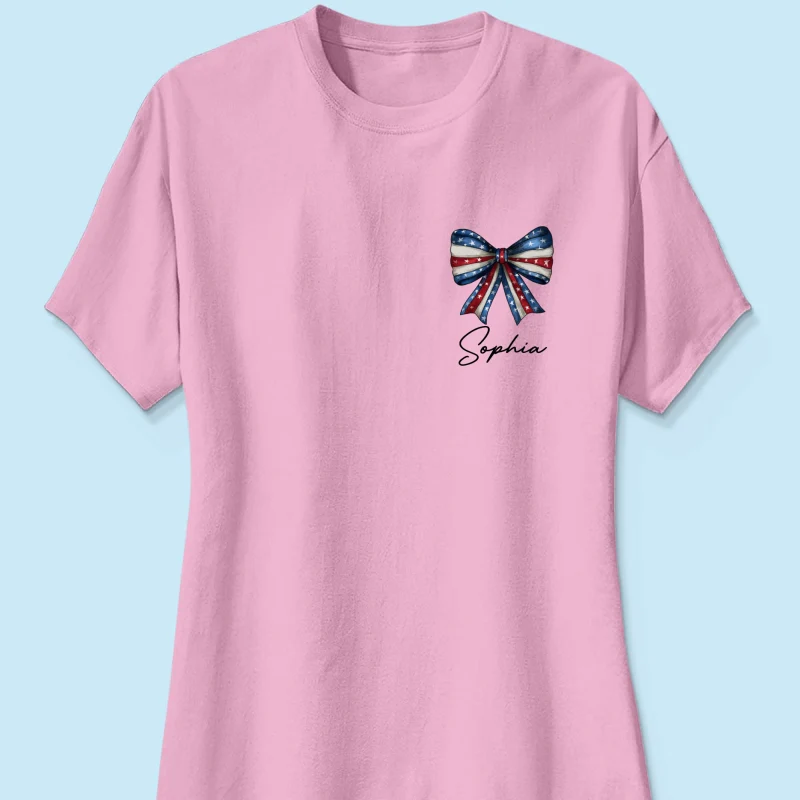 Coquette American Girl 4th Of July Independence Day Bow Personalized Shirt - Image 13