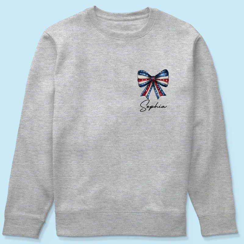 Coquette American Girl 4th Of July Independence Day Bow Personalized Shirt - Image 18