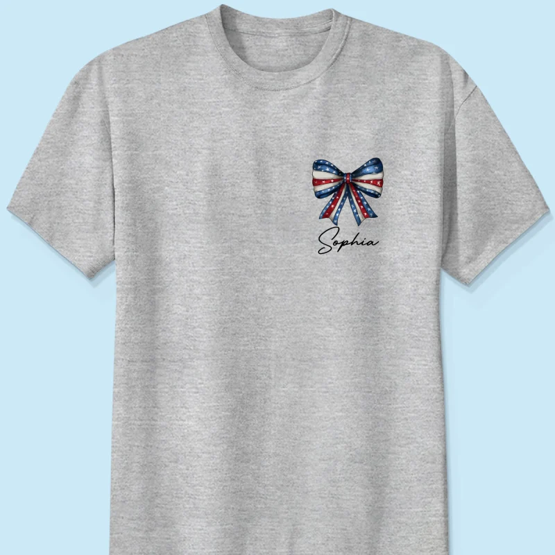 Coquette American Girl 4th Of July Independence Day Bow Personalized Shirt - Image 7