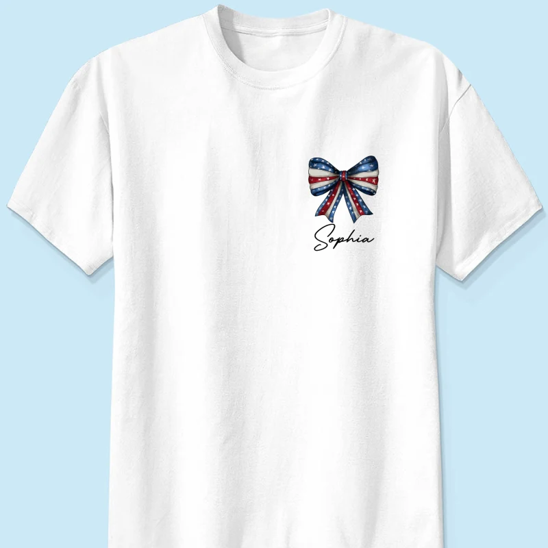 Coquette American Girl 4th Of July Independence Day Bow Personalized Shirt - Image 8