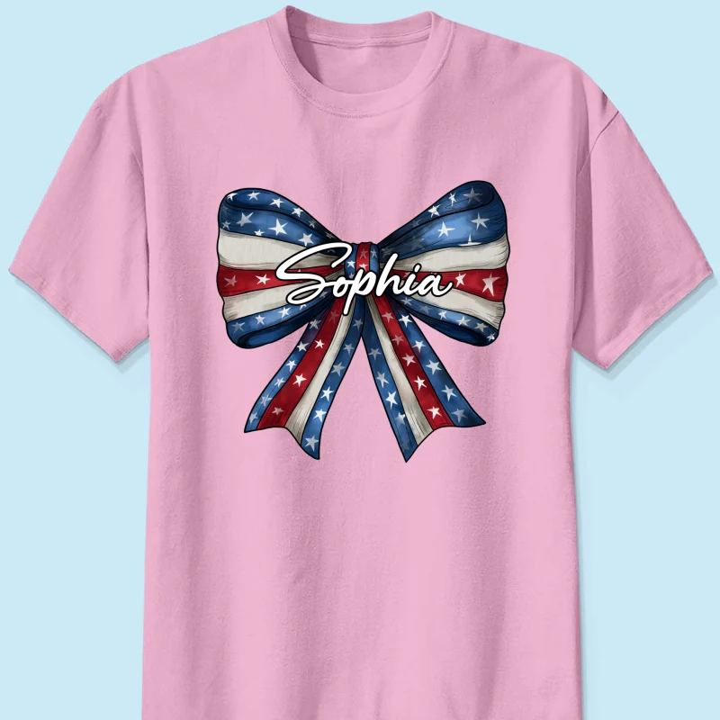Coquette American Girl Bow 4th Of July Independence Day Personalized Shirt - Image 9