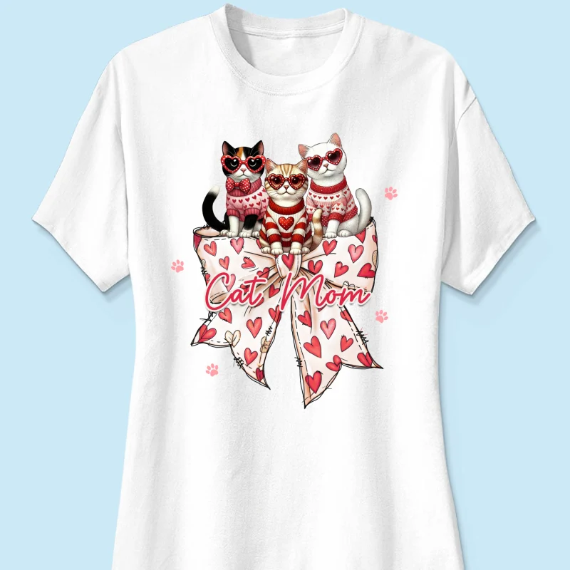 Coquette Bow Cat Personalized Shirt, Gift for Cat Moms - Image 13