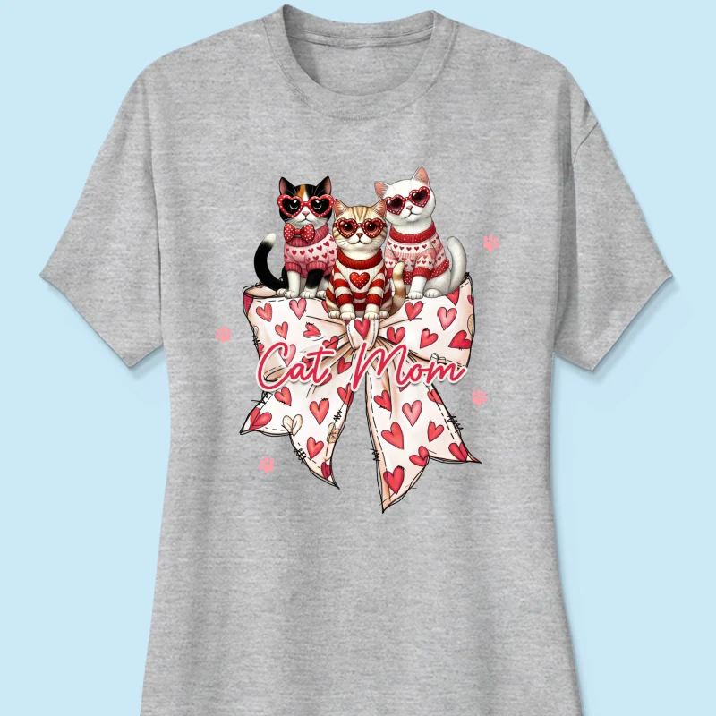 Coquette Bow Cat Personalized Shirt, Gift for Cat Moms - Image 14