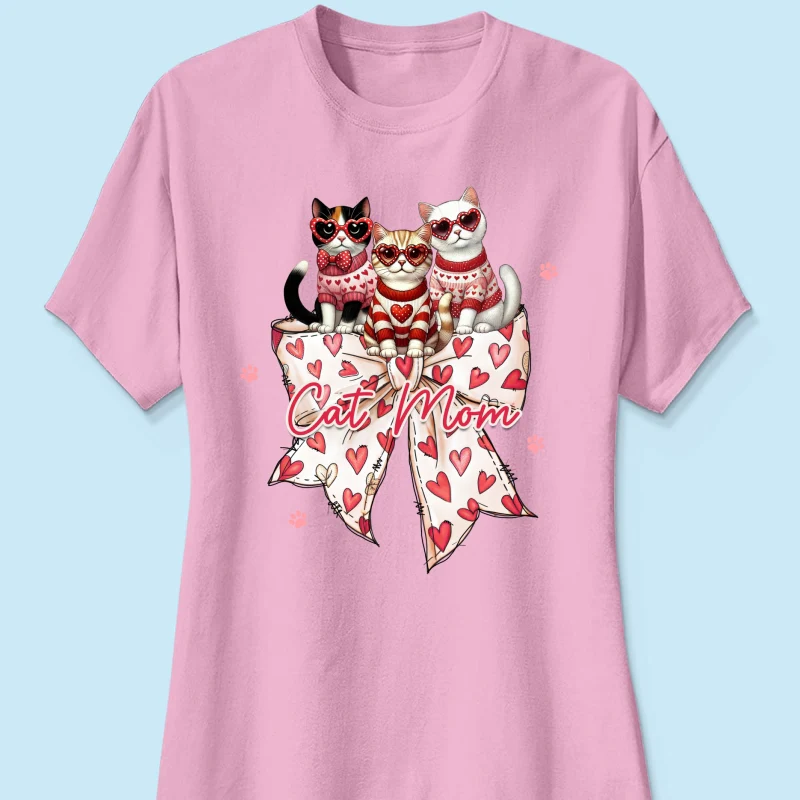 Coquette Bow Cat Personalized Shirt, Gift for Cat Moms - Image 15