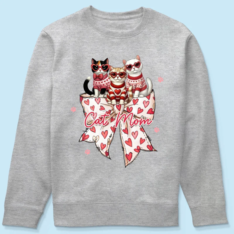 Coquette Bow Cat Personalized Shirt, Gift for Cat Moms - Image 21