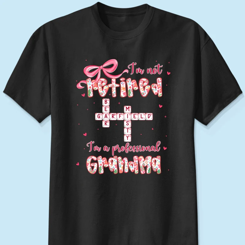 Coquette Not Retired Professional Grandma Crossword Art - Personalized Shirt - Gift For Grandma, Funny Shirt For Grandma - Image 13