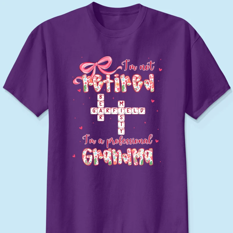 Coquette Not Retired Professional Grandma Crossword Art - Personalized Shirt - Gift For Grandma, Funny Shirt For Grandma - Image 16