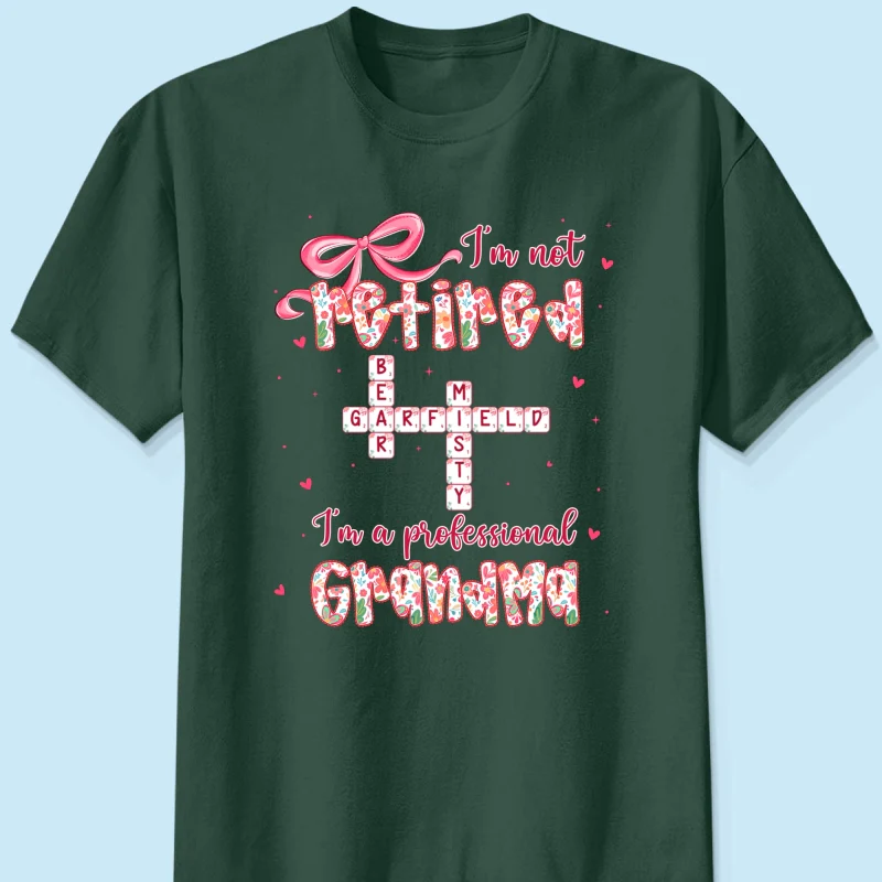 Coquette Not Retired Professional Grandma Crossword Art - Personalized Shirt - Gift For Grandma, Funny Shirt For Grandma - Image 17